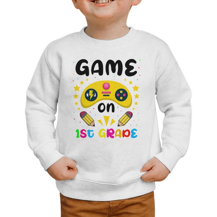 Game On 1st Grade Cute Video Gamer Back To School 2026 Kids Graphic Toddler Sweatshirt