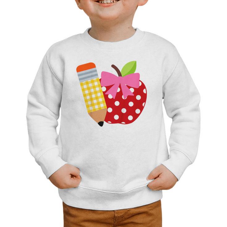 Girls Back To School Apple Toddler First Day Of Preschool Graphic Toddler Sweatshirt