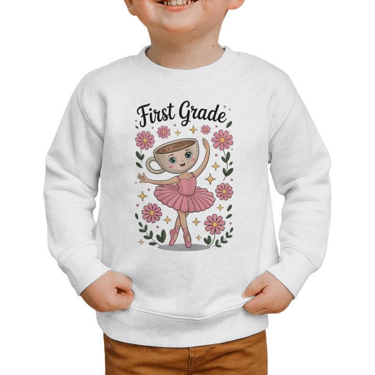 Girls Back To School Cappuccina Italian Brainrot First Grade Graphic Toddler Sweatshirt