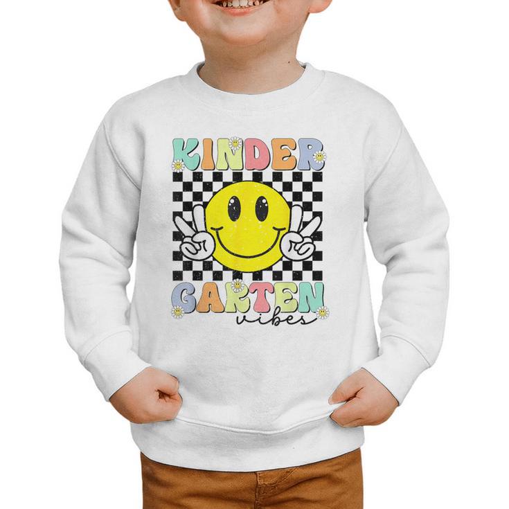 Girls Kindergarten Vibes Smile Face Back To School Kinder Graphic Toddler Sweatshirt