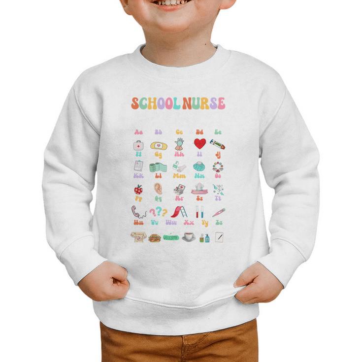 Groovy Cute ABC School Nurse Alphabet Back To School Women Graphic Toddler Sweatshirt