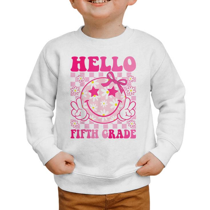 Hello Fifth Grade Coquette Bow Back To School 5th Grade Girl Graphic Toddler Sweatshirt