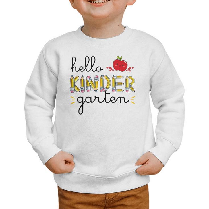 Hello Kindergarten Back To School Cute First Day Kids School Graphic Toddler Sweatshirt