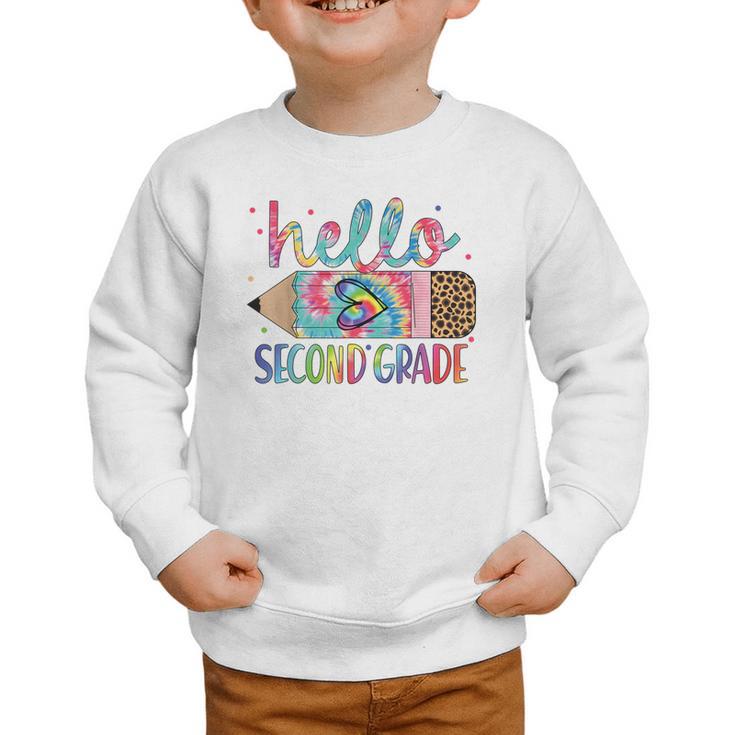 Hello Second Grade Pencil Tie Dye Back To School 2nd Grade Graphic Toddler Sweatshirt