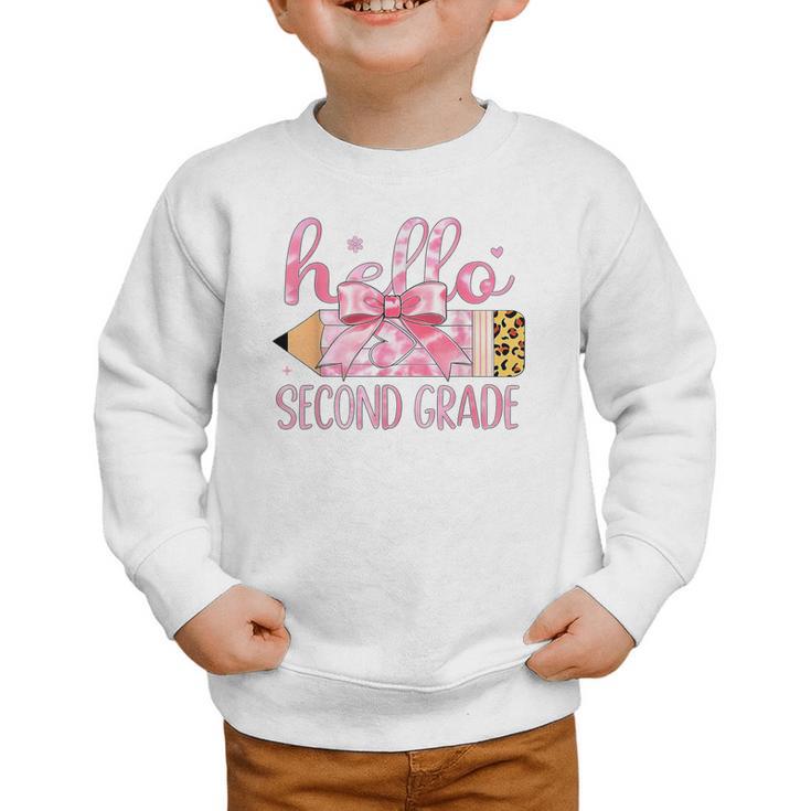 Hello Second Grade Pencil Tie Dye Coquette Back To School Graphic Toddler Sweatshirt