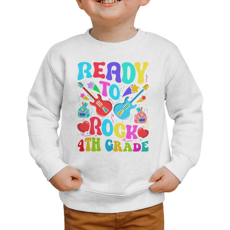 Im Ready To Rock 4th Grade Back To School 4th Grade Guitar Performance Graphic Toddler Sweatshirt