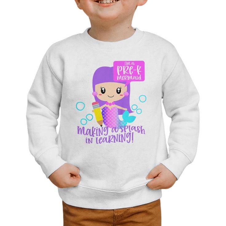 Kids Pre K Mermaid Back To School Toddler Girl First Day Of Prek Graphic Toddler Sweatshirt