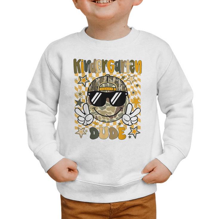Kindergarten Camo Camouflage Smile Face Back To School Kids Graphic Toddler Sweatshirt