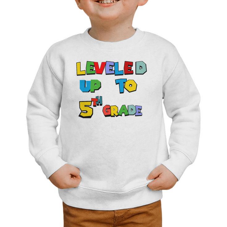 Leveled Up To 5th Grade Back To School Kids Boys Premium Tri-Blend Graphic Toddler Sweatshirt