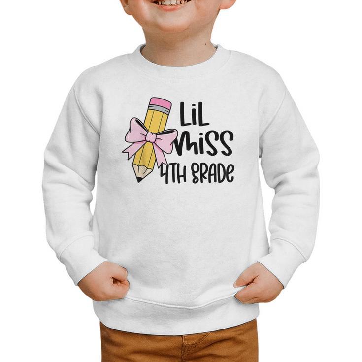 Lil Miss 4th Grade Coquette Bow Pencil Back To School Girls Graphic Toddler Sweatshirt
