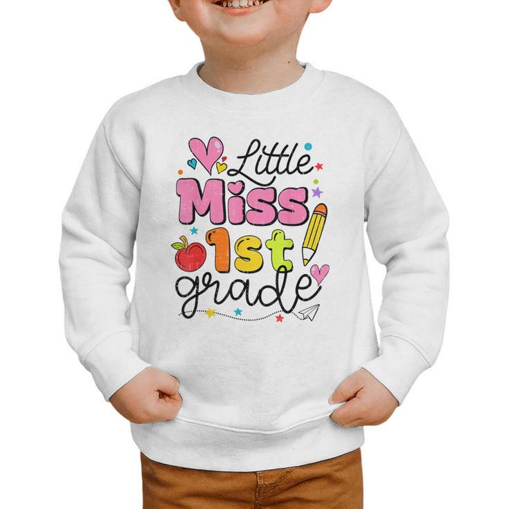 Little Miss 1st Grade Back To School Cute First Grade Girls Graphic Toddler Sweatshirt