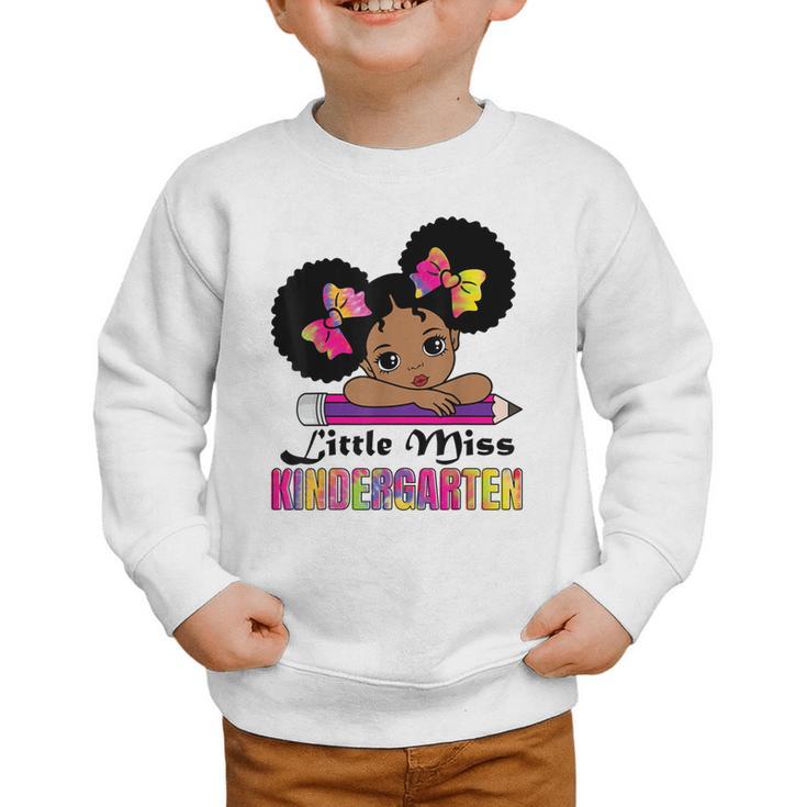 Little Miss Kindergarten Afro Puff Girl Back To School Graphic Toddler Sweatshirt