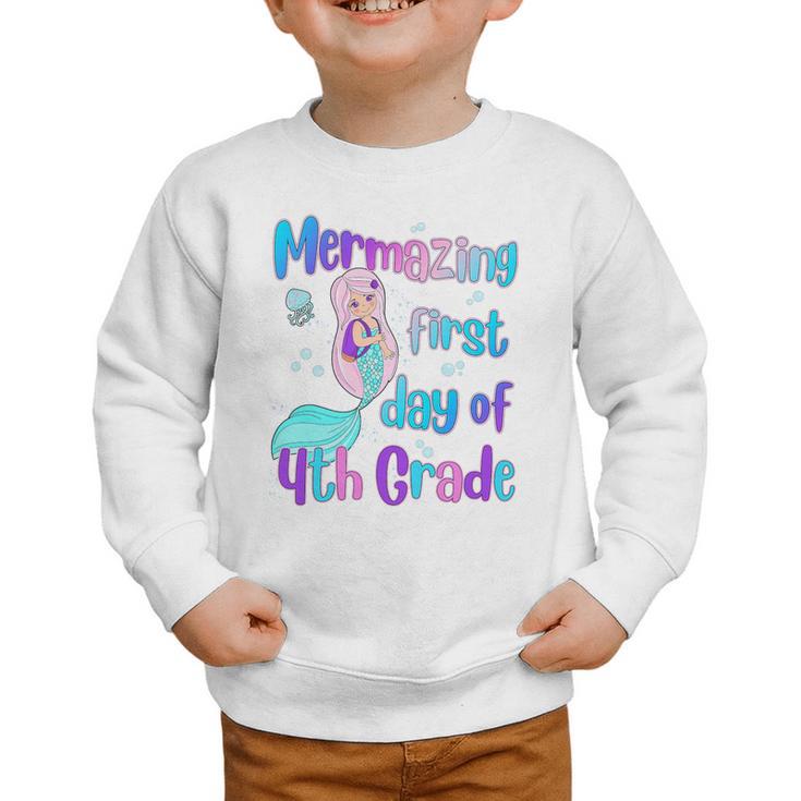 Mermazing First Day Of Fourth Grade Back To School Mermaid Premium Tri-Blend Graphic Toddler Sweatshirt