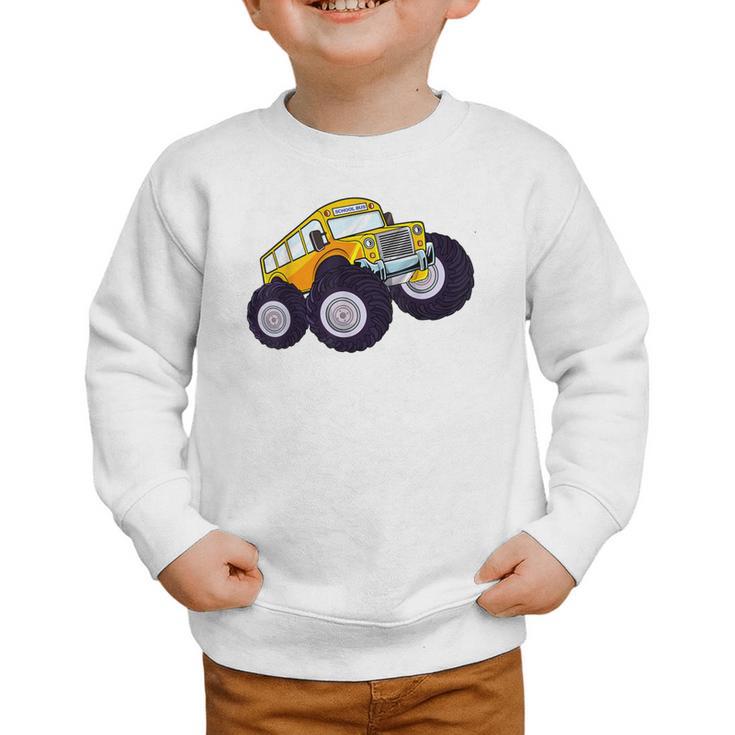 Monster Truck School Bus Yellow Back To School Kids Toddler Graphic Toddler Sweatshirt