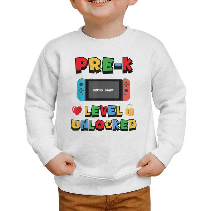 Pre-K Level Unlocked Back To School Video Game Graphic Toddler Sweatshirt