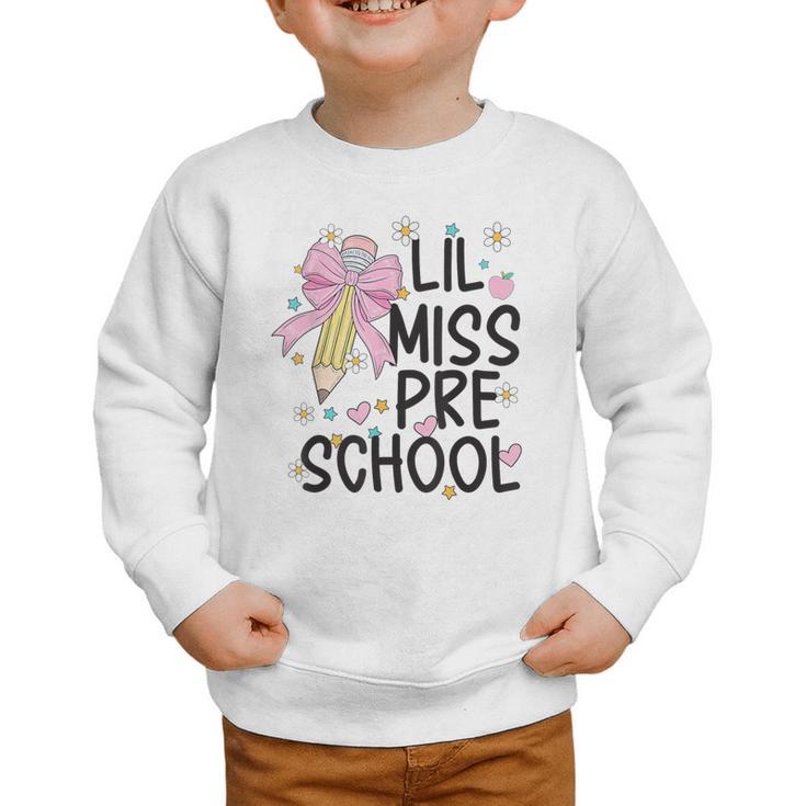 Preschool Little Miss Back To School Girls Kids Preschool Graphic Toddler Sweatshirt
