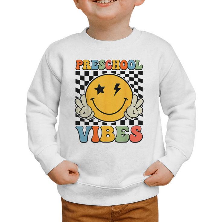 Preschool Vibes Retro Groovy Back To School Pre-K Graphic Toddler Sweatshirt