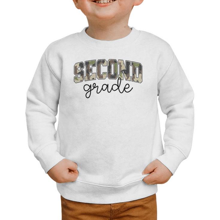 Retro Second Grade Camo Back To School Girls Boys 2nd Grade Graphic Toddler Sweatshirt