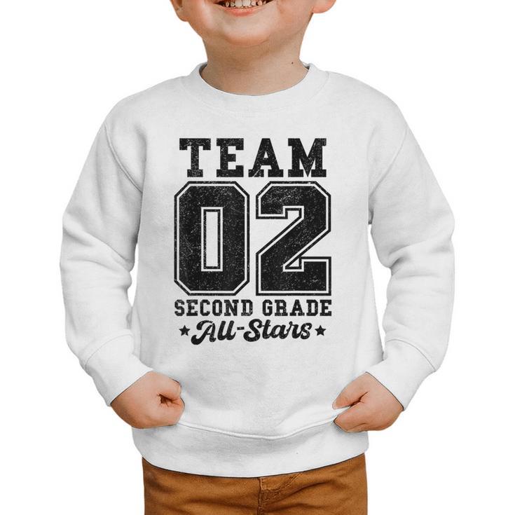 Team 2nd Grade All-Stars Back To School Sports Jersey Graphic Toddler Sweatshirt