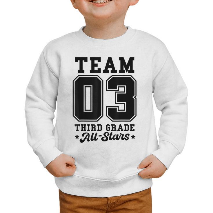 Team 3rd Grade All-Stars Back To School Sports Jersey Graphic Toddler Sweatshirt