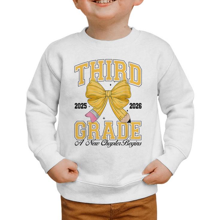 Third Grade Back To School First Day Pencil Bow 2025 Girls Graphic Toddler Sweatshirt