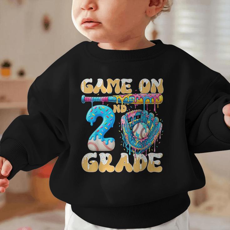 2nd Grade Back To School Baseball Drip Ice Cream Game On Graphic Toddler Sweatshirt