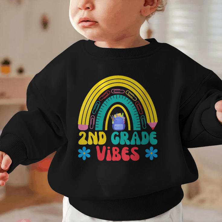 2nd Grade Vibes Back To School Rainbow Second Grade Graphic Toddler Sweatshirt