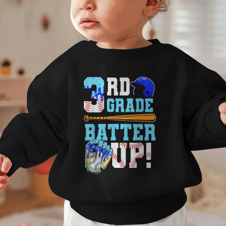 3rd Grade Back To School Baseball Drip Ice Cream Batter Up Graphic Toddler Sweatshirt