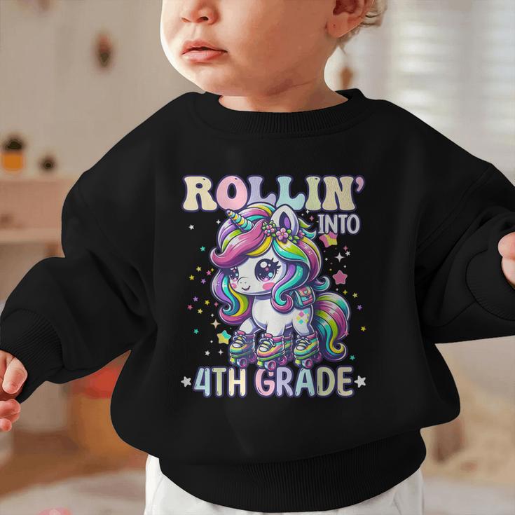 4th Grade Back To School First Day Girls Rollin Unicorn Graphic Toddler Sweatshirt 4th Grade Back To School First Day Girls Rollin Unicorn Graphic Toddler Sweatshirt