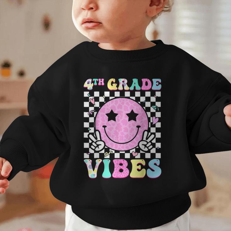 4th Grade Vibes Groovy Back To School Fourth Grade Girls Kid Graphic Toddler Sweatshirt