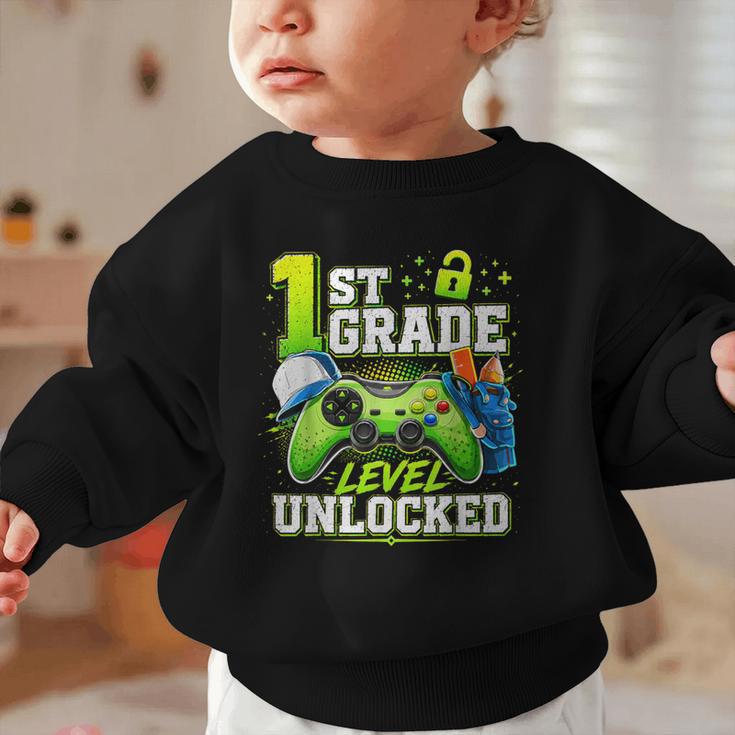 Back To School 1st First Grade Level Unlocked Gamer Kid Graphic Toddler Sweatshirt Back To School 1st First Grade Level Unlocked Gamer Kid Graphic Toddler Sweatshirt