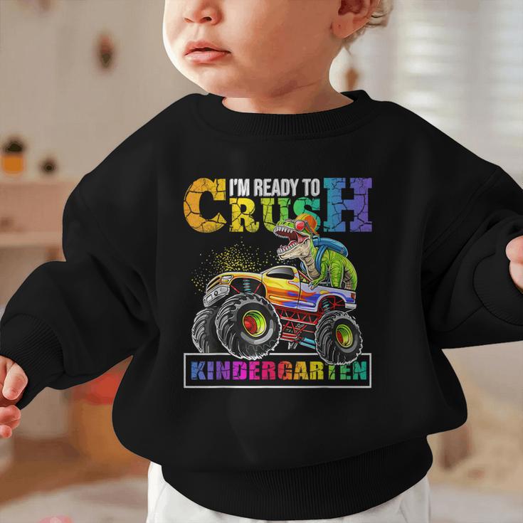 Back To School Boy Dinosaur I'm Ready To Crush Kindergarten Graphic Toddler Sweatshirt