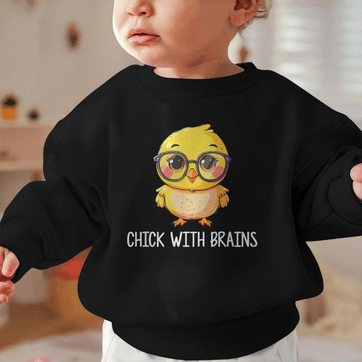 Back To School Chick With Brains Smart Intelligent Girls Graphic Toddler Sweatshirt