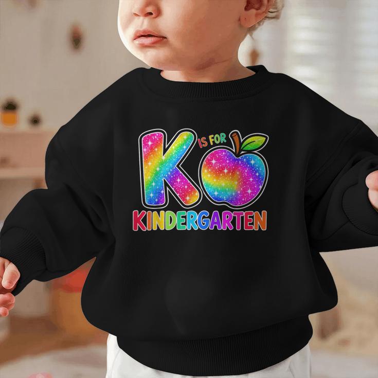 Back To School F Is For Kindergarten Rainbow Apple Kid Graphic Toddler Sweatshirt Back To School F Is For Kindergarten Rainbow Apple Kid Graphic Toddler Sweatshirt