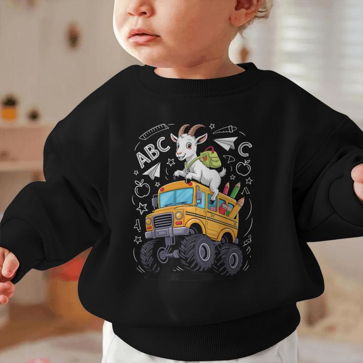 Back To School Goat School Bus 100 Days Of School Graphic Toddler Sweatshirt