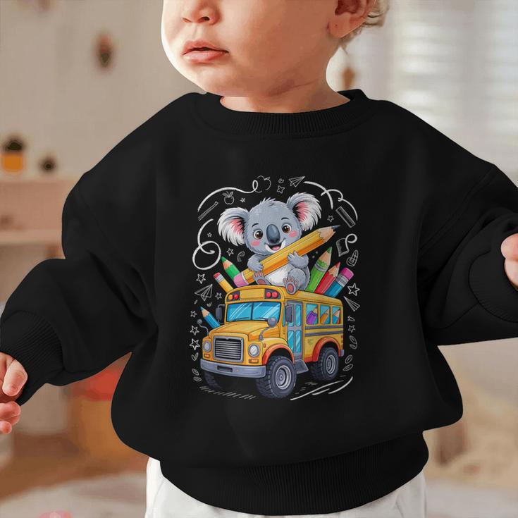 Back To School Koala School Bus 100 Days Of School Graphic Toddler Sweatshirt Back To School Koala School Bus 100 Days Of School Graphic Toddler Sweatshirt