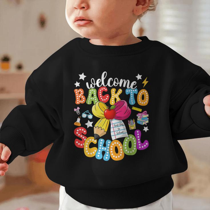 Back To School Pencil Coquette Bow First Day Of School Kids Graphic Toddler Sweatshirt