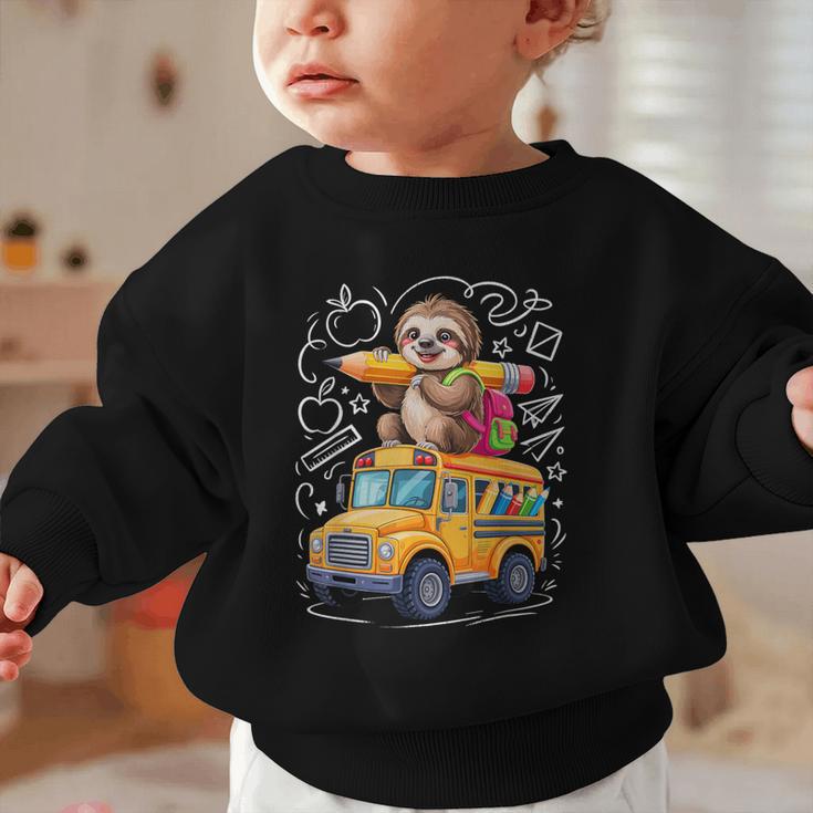Back To School Sloth School Bus 100 Days Of School Graphic Toddler Sweatshirt Back To School Sloth School Bus 100 Days Of School Graphic Toddler Sweatshirt