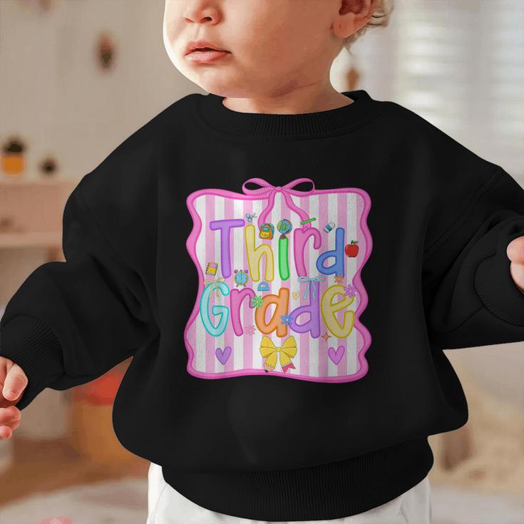 Back To School Third Grade Girls Coquette Bow 3rd Grade Kids Graphic Toddler Sweatshirt Back To School Third Grade Girls Coquette Bow 3rd Grade Kids Graphic Toddler Sweatshirt