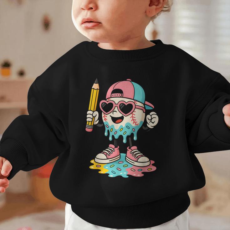 Baseball Drip Ice Cream First Day Back To School Cute Girls Graphic Toddler Sweatshirt Baseball Drip Ice Cream First Day Back To School Cute Girls Graphic Toddler Sweatshirt
