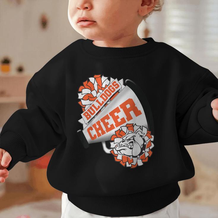 Bulldogs Cheerleading Back To School Cheer Team Orange Graphic Toddler Sweatshirt