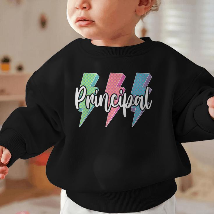 Checkered Principal Lightning Bolt Back To School Graphic Toddler Sweatshirt Checkered Principal Lightning Bolt Back To School Graphic Toddler Sweatshirt