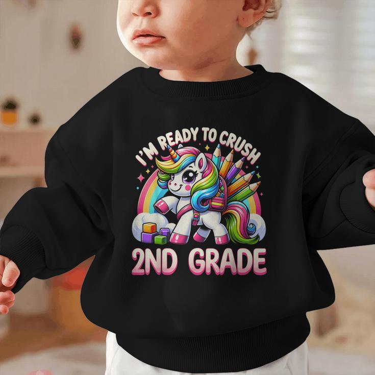 Crush 2nd Grade Girls Back To School Unicorn First Day Cute Graphic Toddler Sweatshirt Crush 2nd Grade Girls Back To School Unicorn First Day Cute Graphic Toddler Sweatshirt