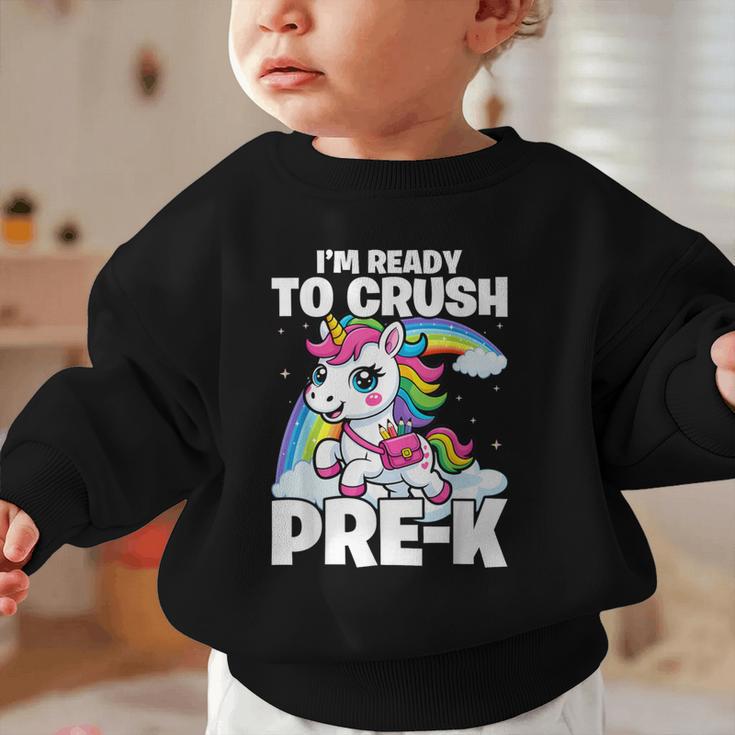 Crush Pre-K Girls Back To School Unicorn First Day Preschool Graphic Toddler Sweatshirt Crush Pre-K Girls Back To School Unicorn First Day Preschool Graphic Toddler Sweatshirt