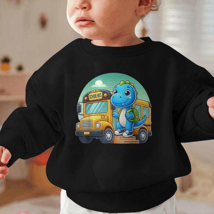 Dinosaur Kids Riding a Bus Back To School Ready To Crush Graphic Toddler Sweatshirt Dinosaur Kids Riding a Bus Back To School Ready To Crush Graphic Toddler Sweatshirt