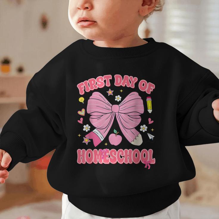 First Day Of Homeschool Coquette Back To School Girls Graphic Toddler Sweatshirt