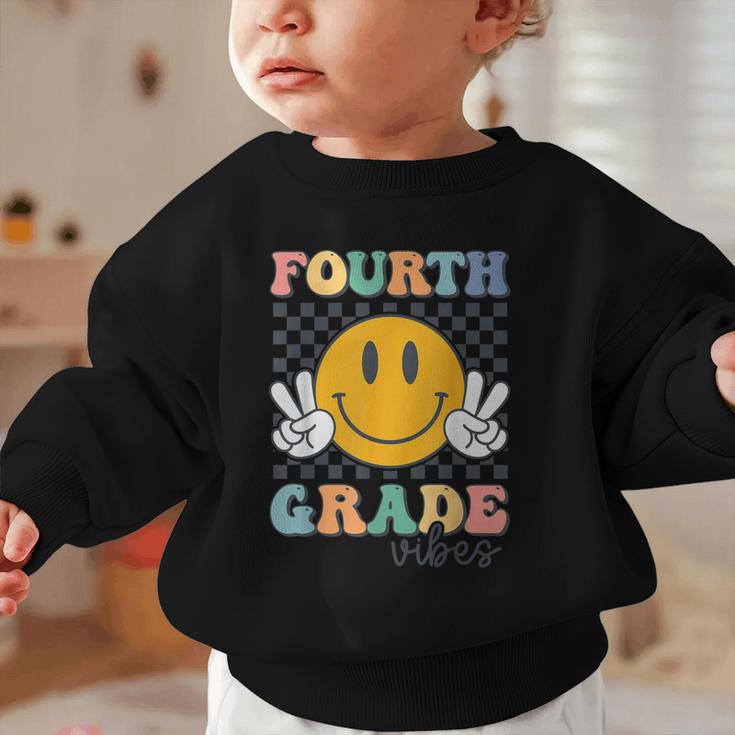 Fourth Grade Vibes Retro Smile Back To School 4th Grade Team Graphic Toddler Sweatshirt Fourth Grade Vibes Retro Smile Back To School 4th Grade Team Graphic Toddler Sweatshirt