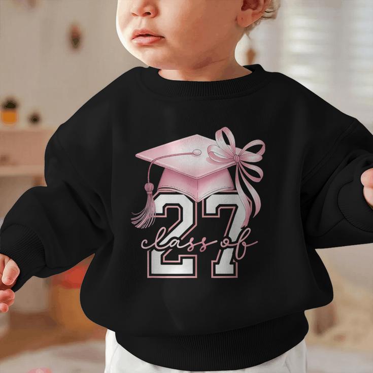 Girls Class Of 2027 Back To School Senior 2027 Coquette Bow Graphic Toddler Sweatshirt Girls Class Of 2027 Back To School Senior 2027 Coquette Bow Graphic Toddler Sweatshirt