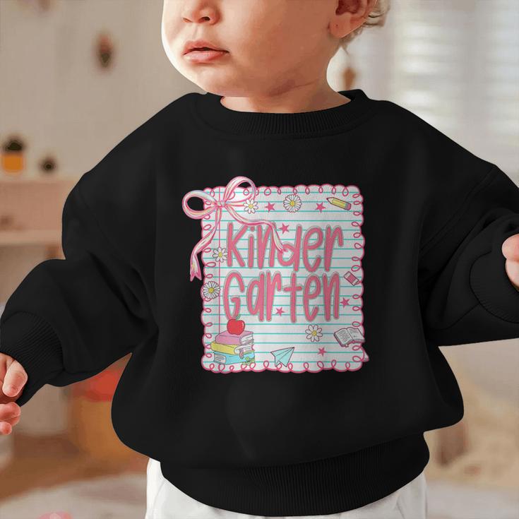 Girls Kindergarten Coquette Bow Pink Preppy Back To School Graphic Toddler Sweatshirt