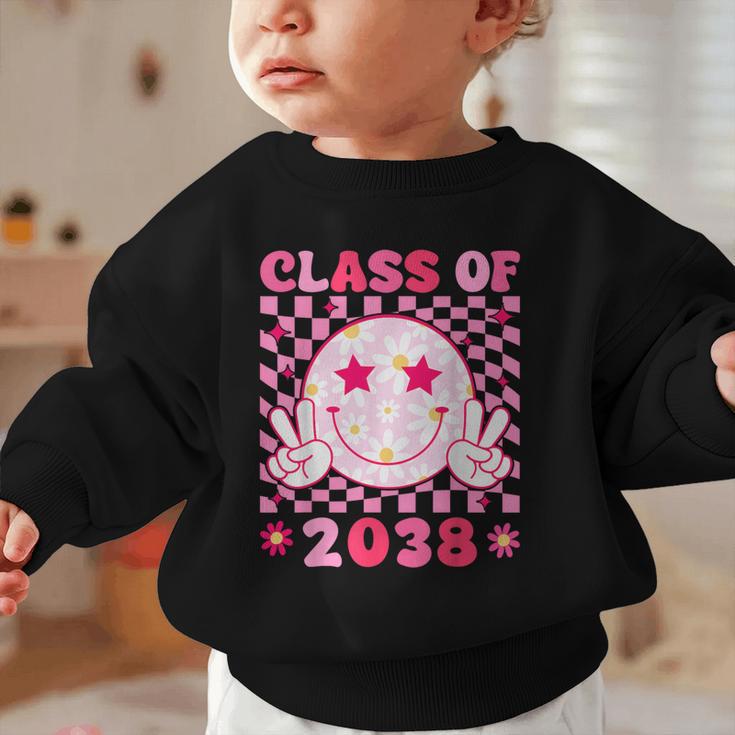 Groovy Class Of 2038 Grow With Me Smile Face Back To School Graphic Toddler Sweatshirt